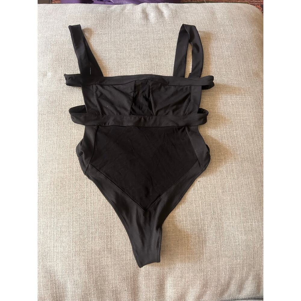 Free People Intimately Black Cutout One Piece Bodysuit Size Medium